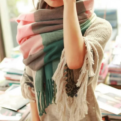Winter Scarf Soft Plaid Warm Wrap Cold