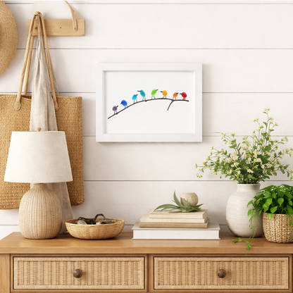 Wall Art Picture Frame Sea Glass Bird