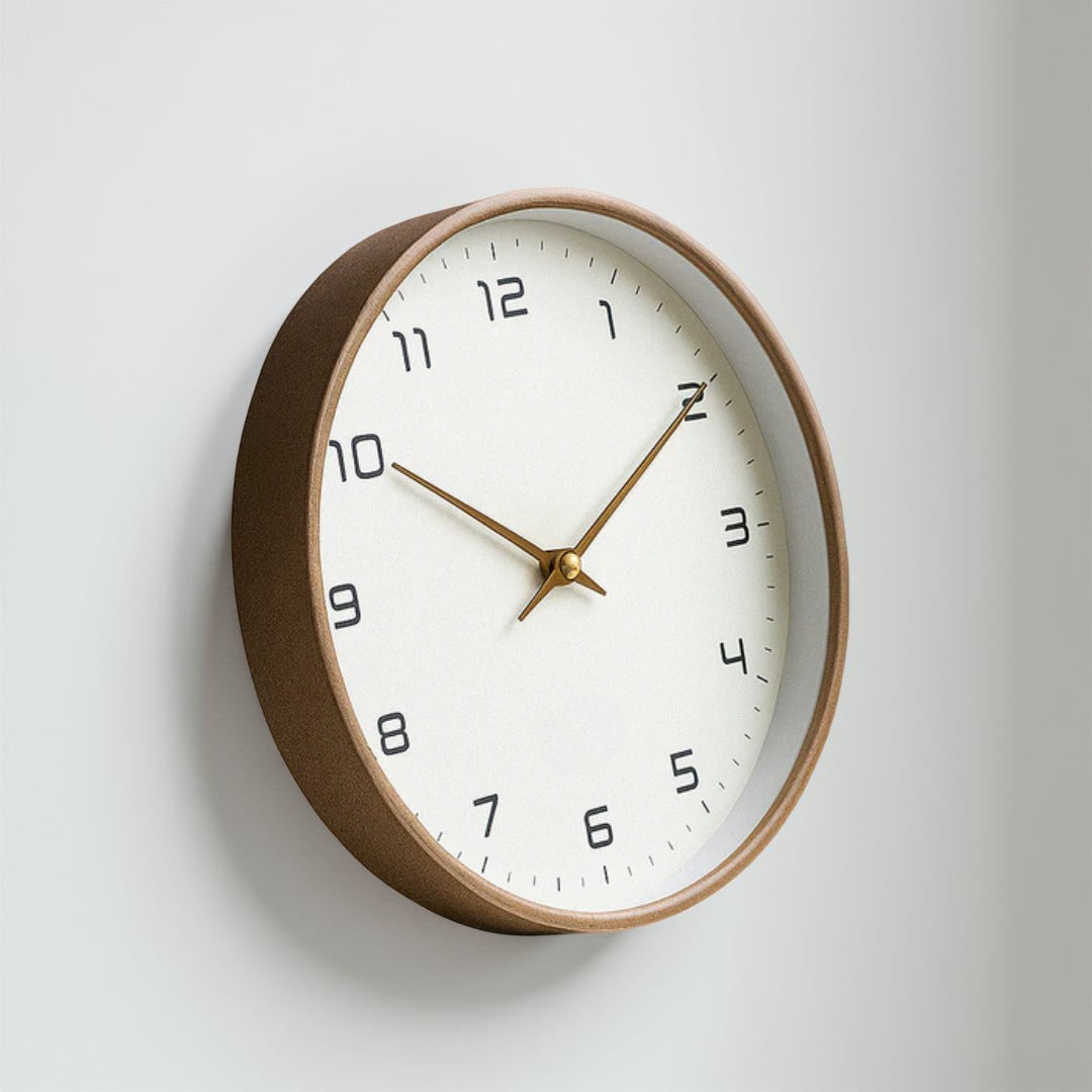 Wall Clock Minimalist Wooden Silent Quartz