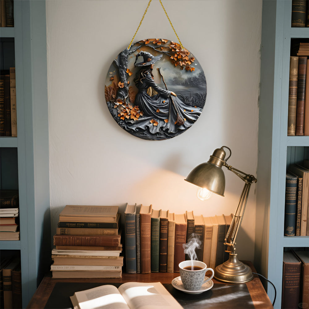 Wall Art Witch Folklore Wood Door Hanging