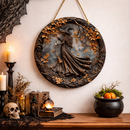 Wall Art Witch Folklore Wood Door Hanging