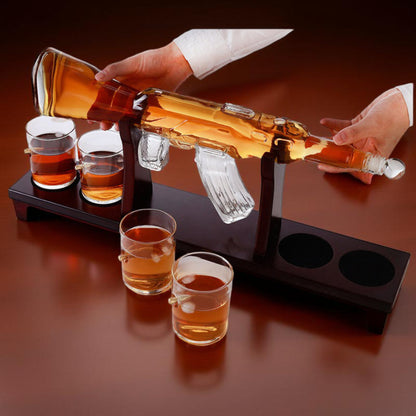 Whiskey Decanter Set Rifle Shaped Glass