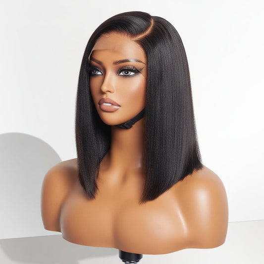 Hair Wig Glueless Bob Straight Yaki Lace