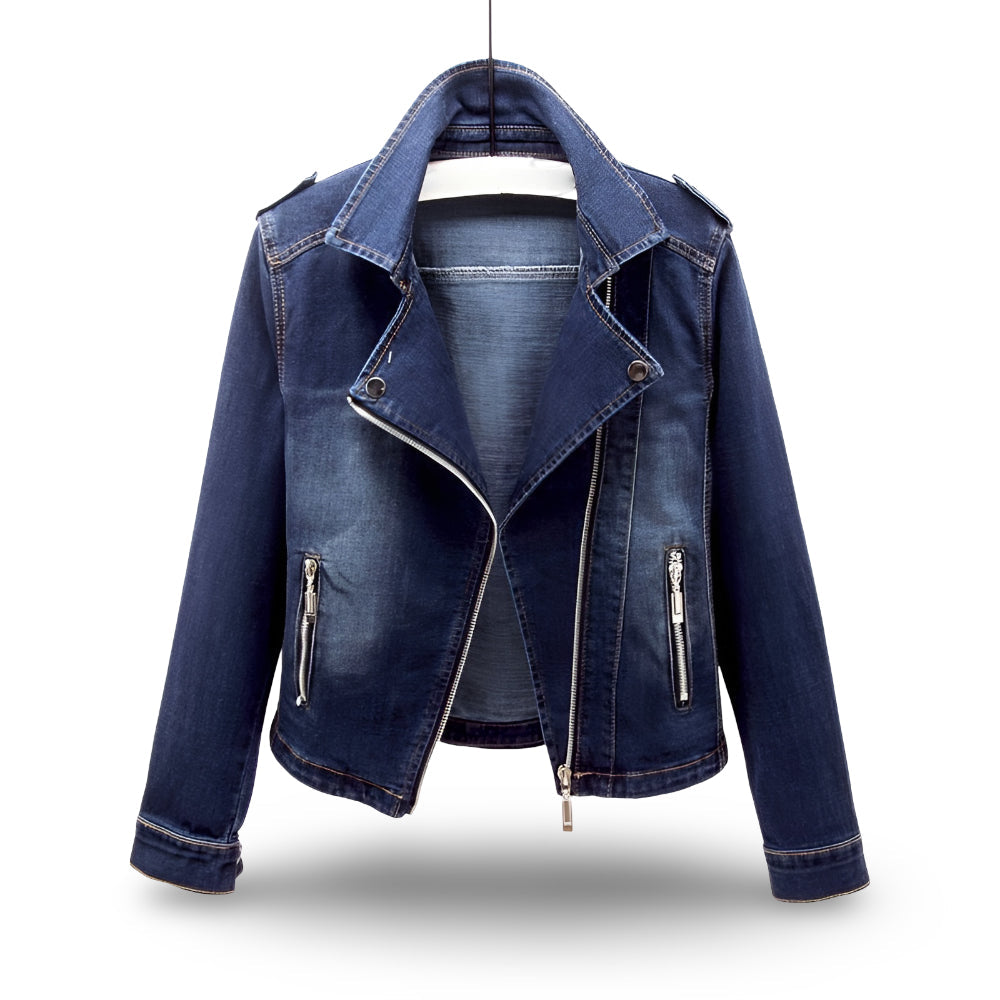 Women's Moto Jacket Cropped Casual Zip Coat