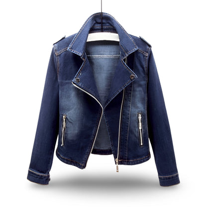Women's Moto Jacket Cropped Casual Zip Coat