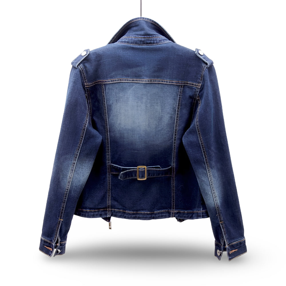 Women's Moto Jacket Cropped Casual Zip Coat
