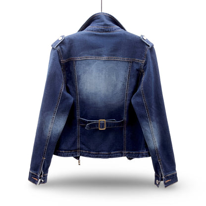 Women's Moto Jacket Cropped Casual Zip Coat
