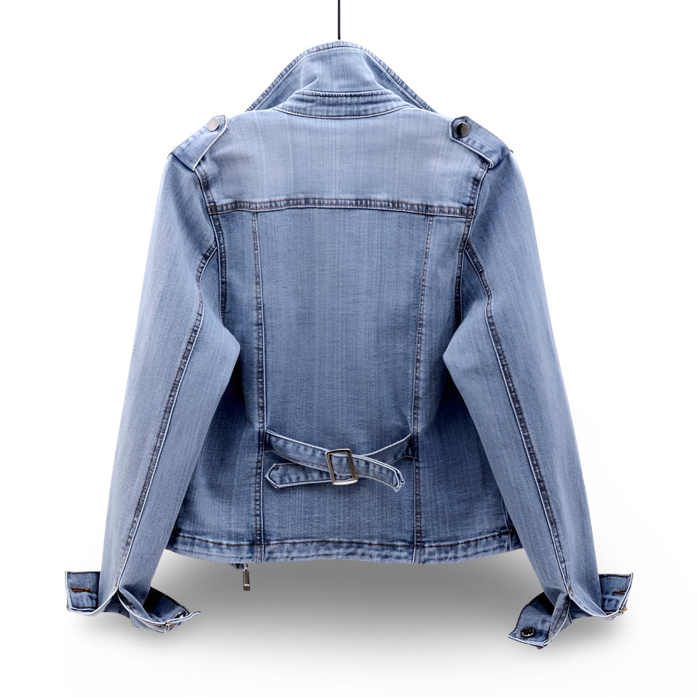 Women's Moto Jacket Cropped Casual Zip Coat