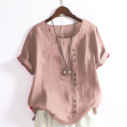 Women's Tops Casual Short Sleeve Button