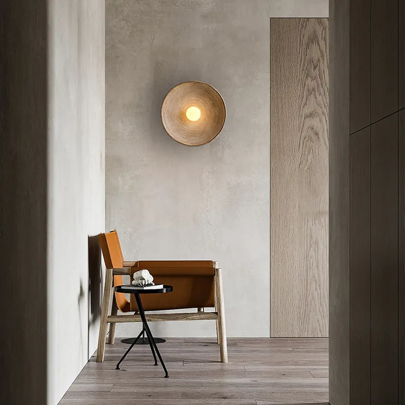 Rustic Wood Wall Sconce Handcrafted LED Wall