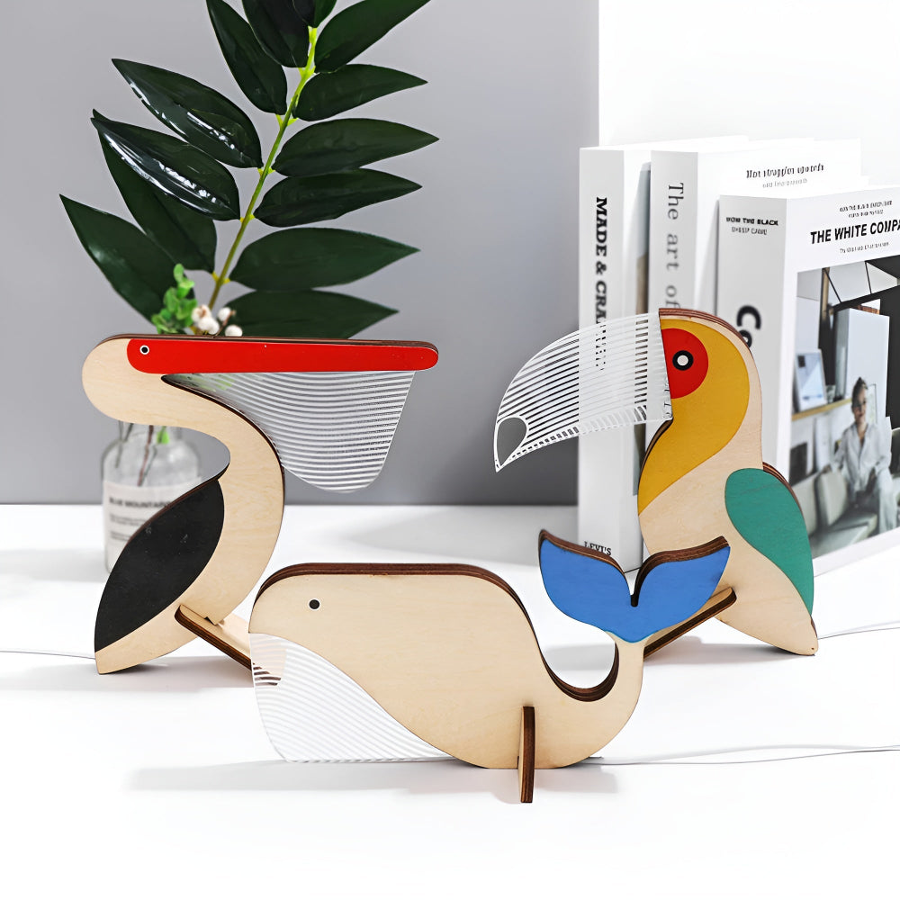 Animal Table Lamp Wooden LED Night Light