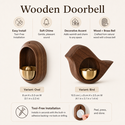 Wooden Doorbell Home Easy Install Design Decorative