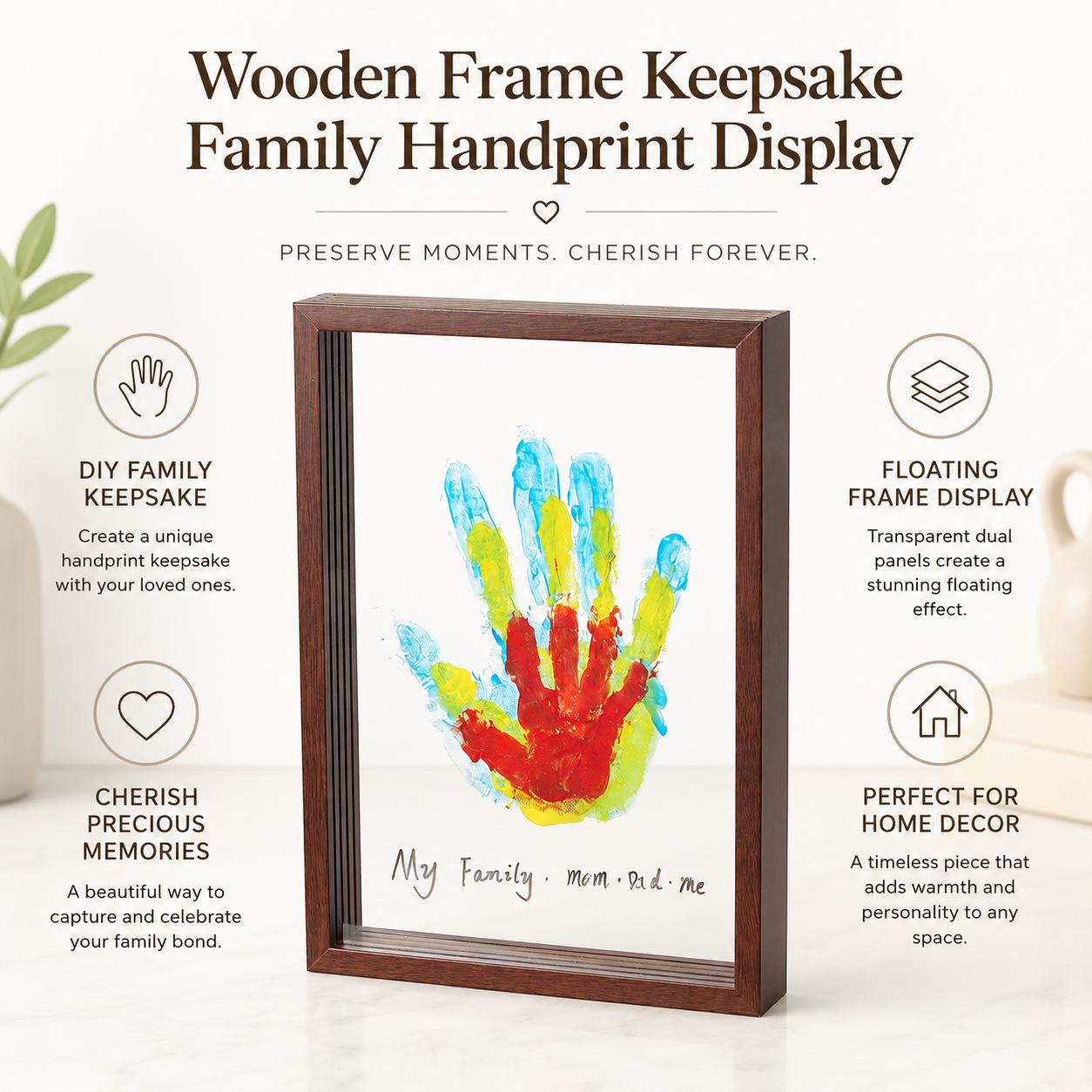 Wooden Frame Keepsake Family Handprint
