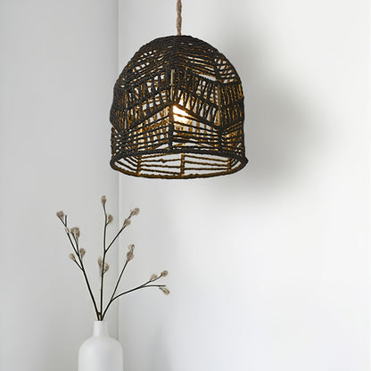 Handwoven Rope Pendant Shade Rustic
