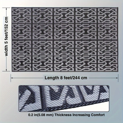 Reversible Outdoor Rug Black & Grey Modern