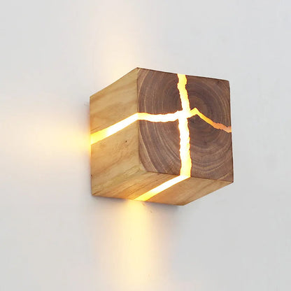 Woodaura Wall Light Hand Carved Solid Wood