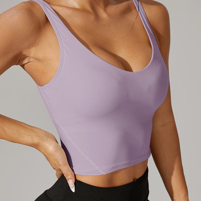 Pickleball Backless Crop Tank V Neck Stretch