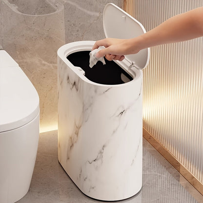 Marble Pattern Trash Can Modern Bathroom &
