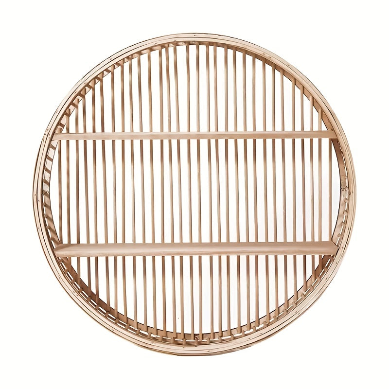 Round Bamboo Wall Shelf Handmade Boho