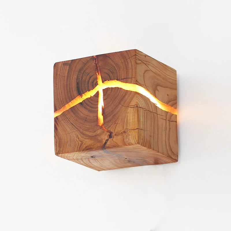 Woodaura Wall Light Hand Carved Solid Wood