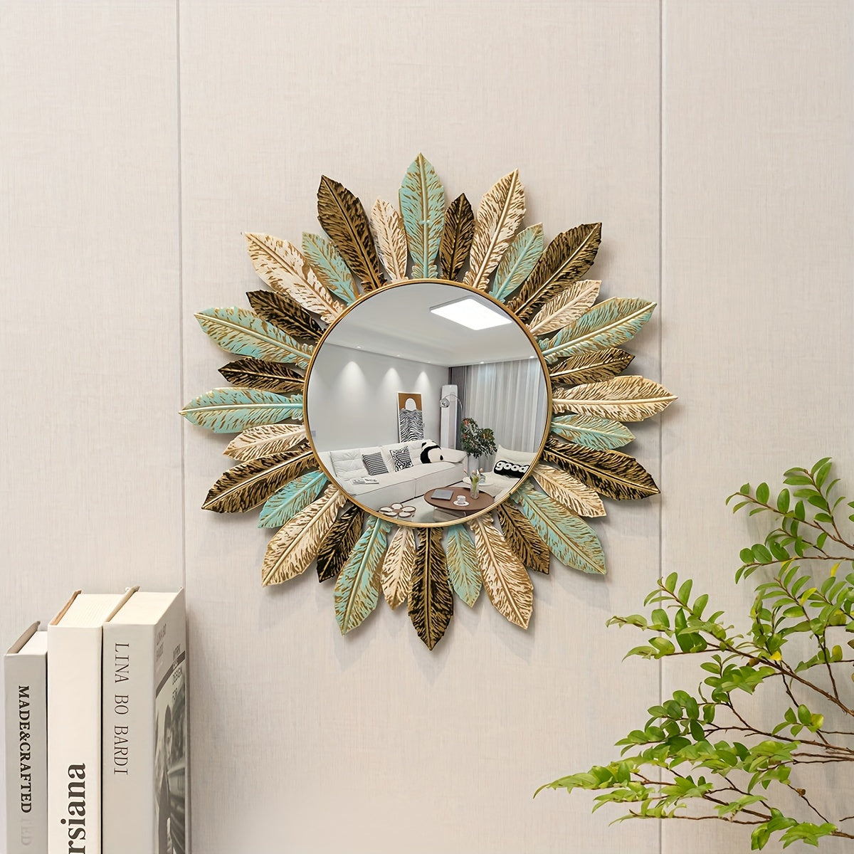 Bohemian Sunburst Metal Wall Mirror Teal &