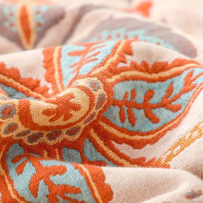 Blanket Throw Fringe Floral Boho Blanket