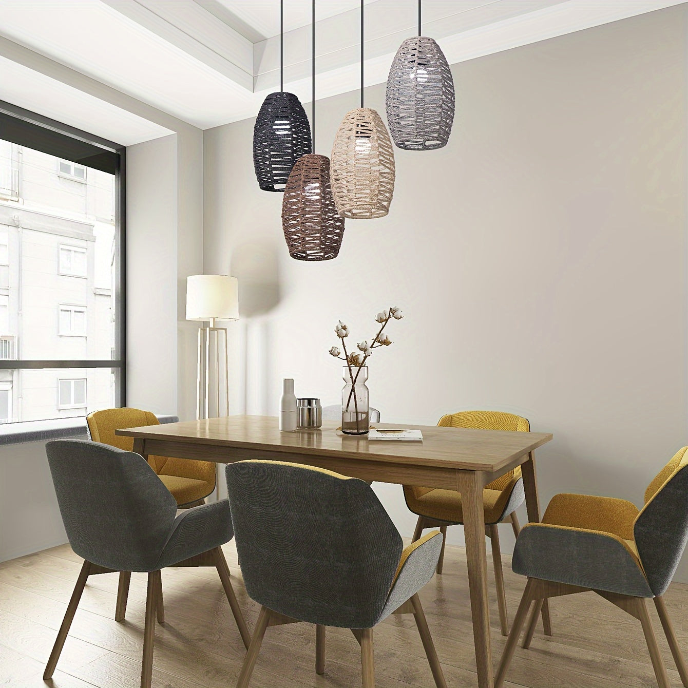 Modern Handwoven Rope Pendant Shade Natural