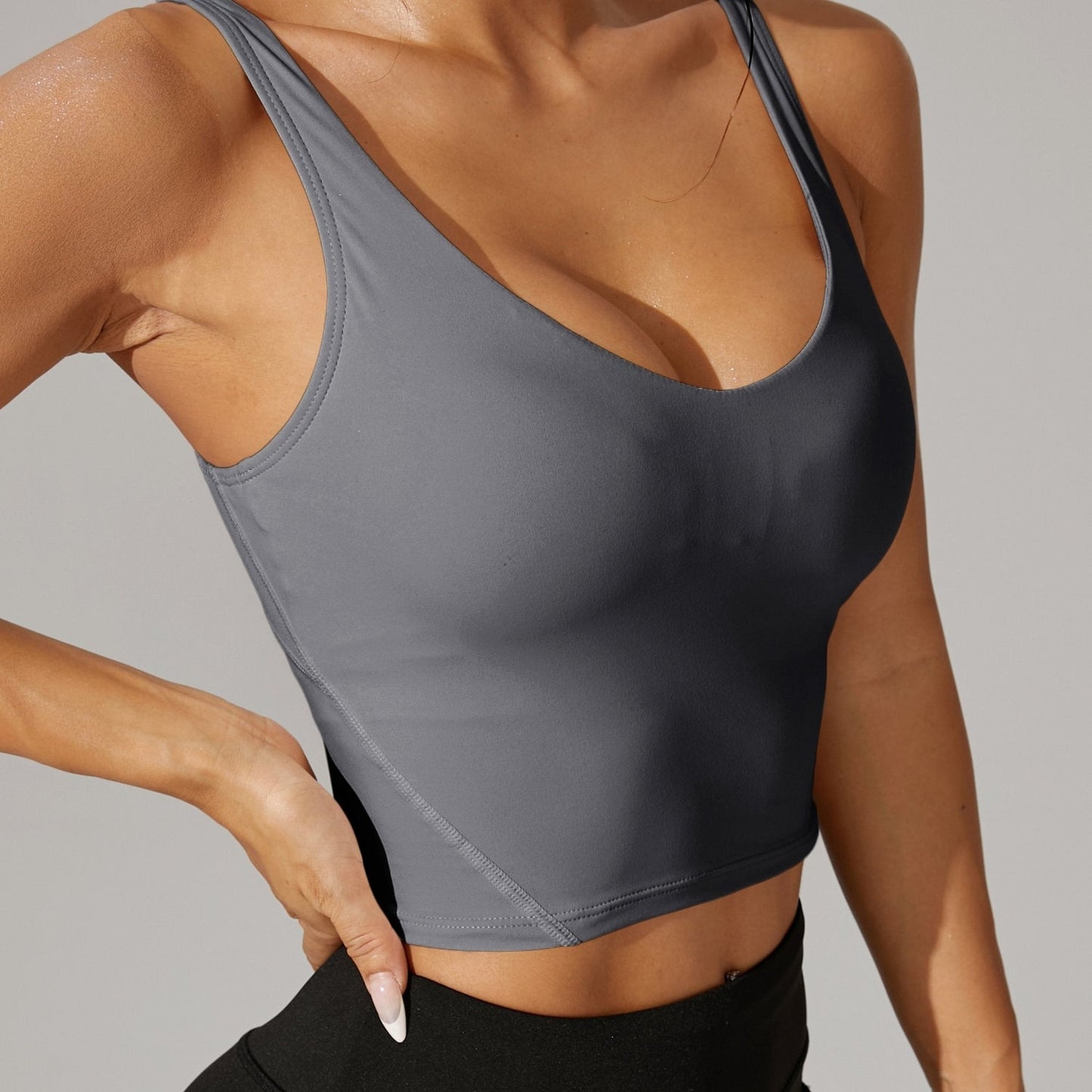 Pickleball Backless Crop Tank V Neck Stretch