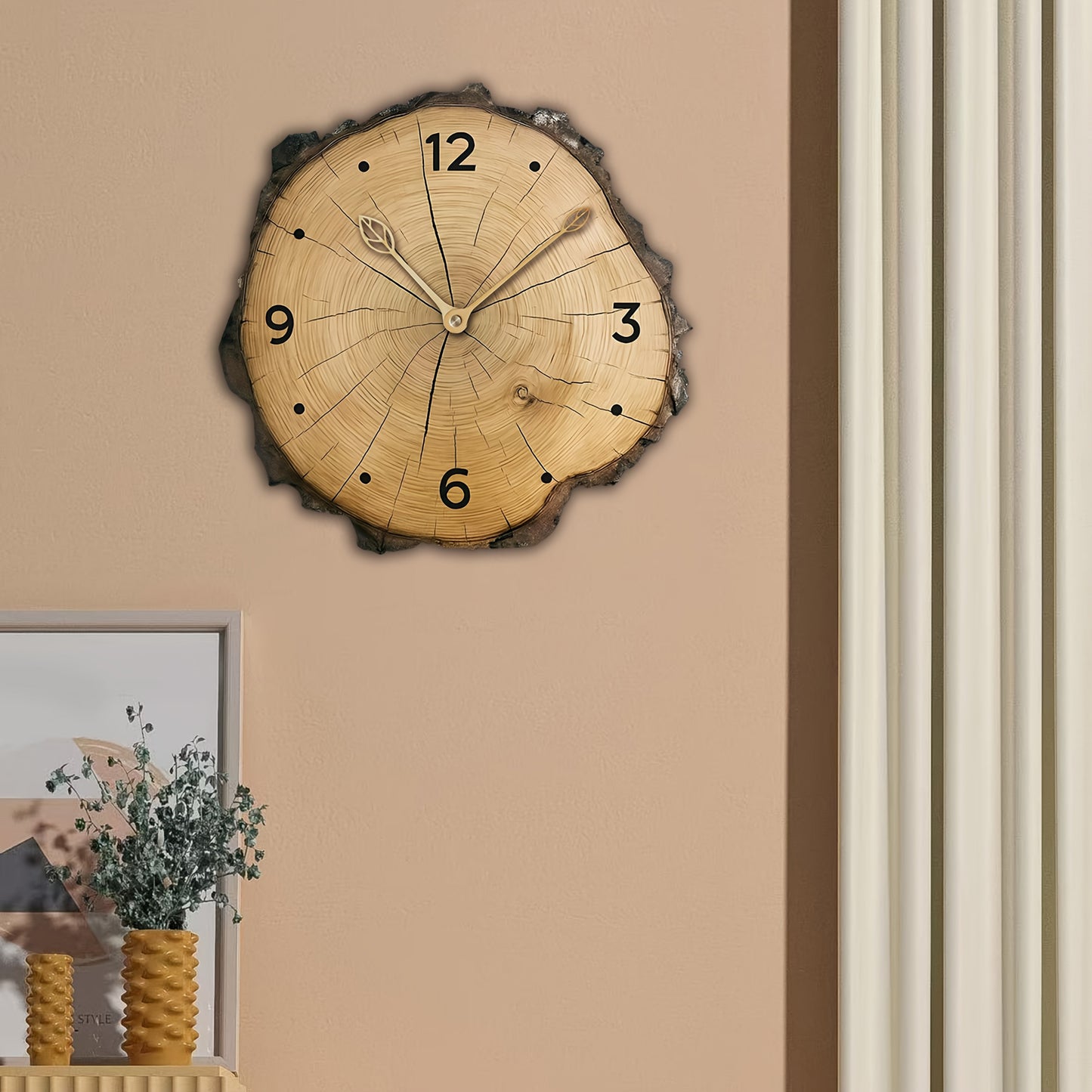 Rustic Wood Slice Wall Clock Natural Log