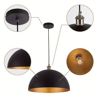 Vintage Industrial Dome Pendant Light Black