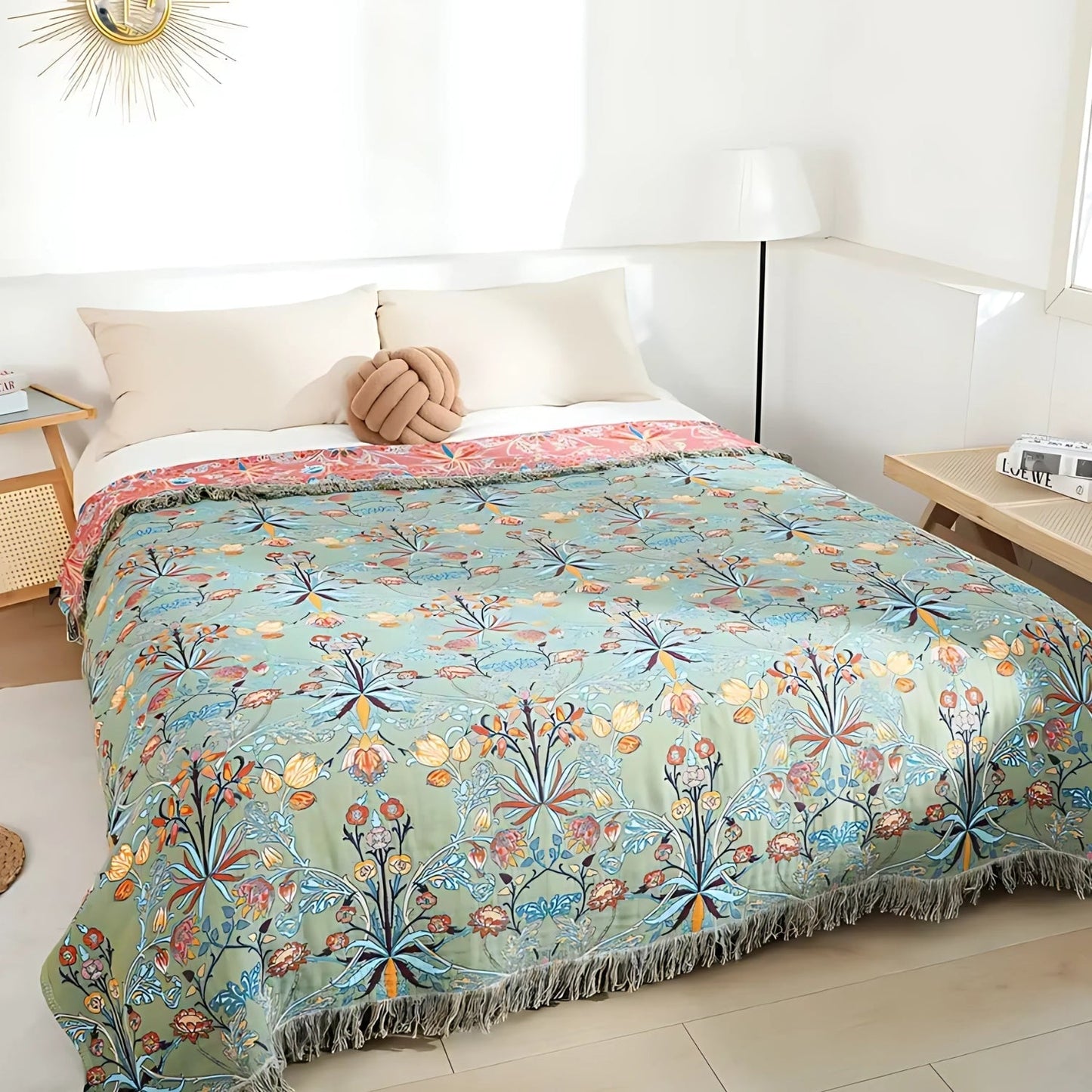 Cotton Blanket Reversible Throw Soft Woven