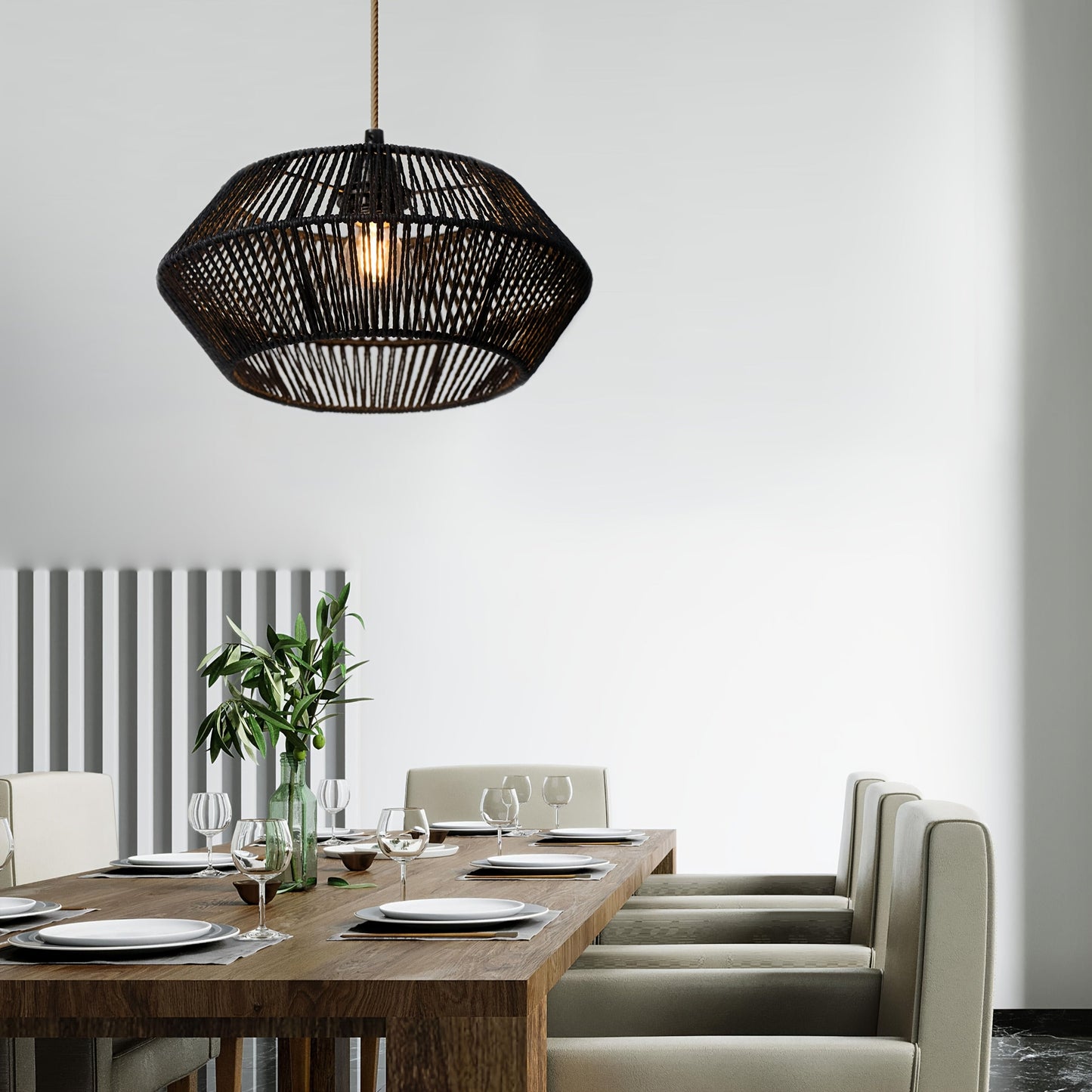 Handwoven Paper Rope Pendant Light Shade