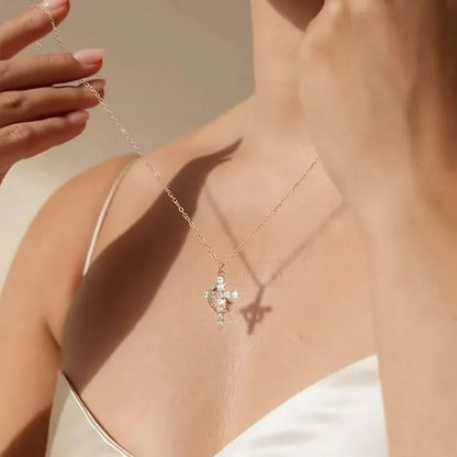 Cross Necklace Crown Pendant Gold Silver