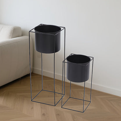 Metal Indoor Plant Stand Modern Black