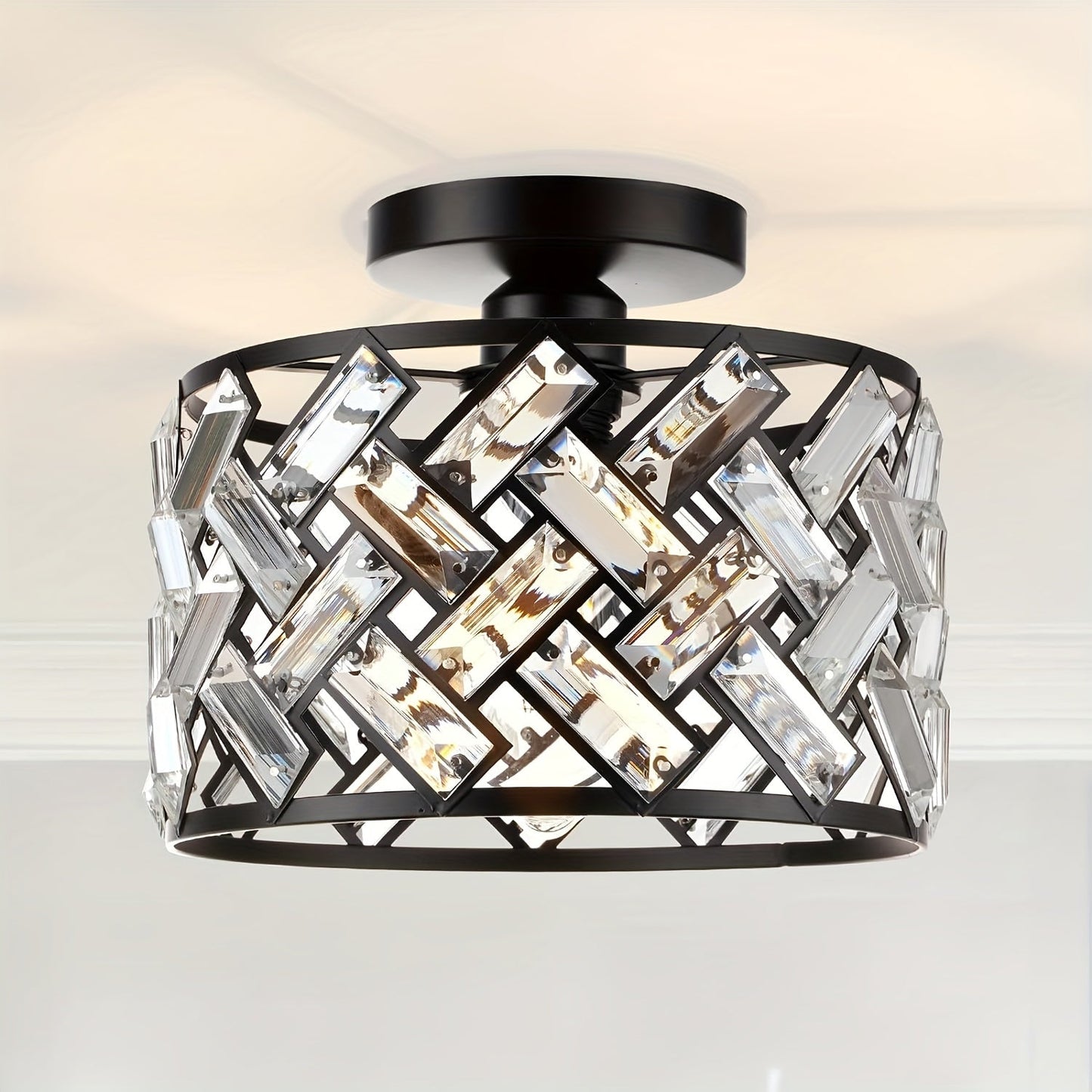 Modern Crystal Semi Flush Mount Ceiling