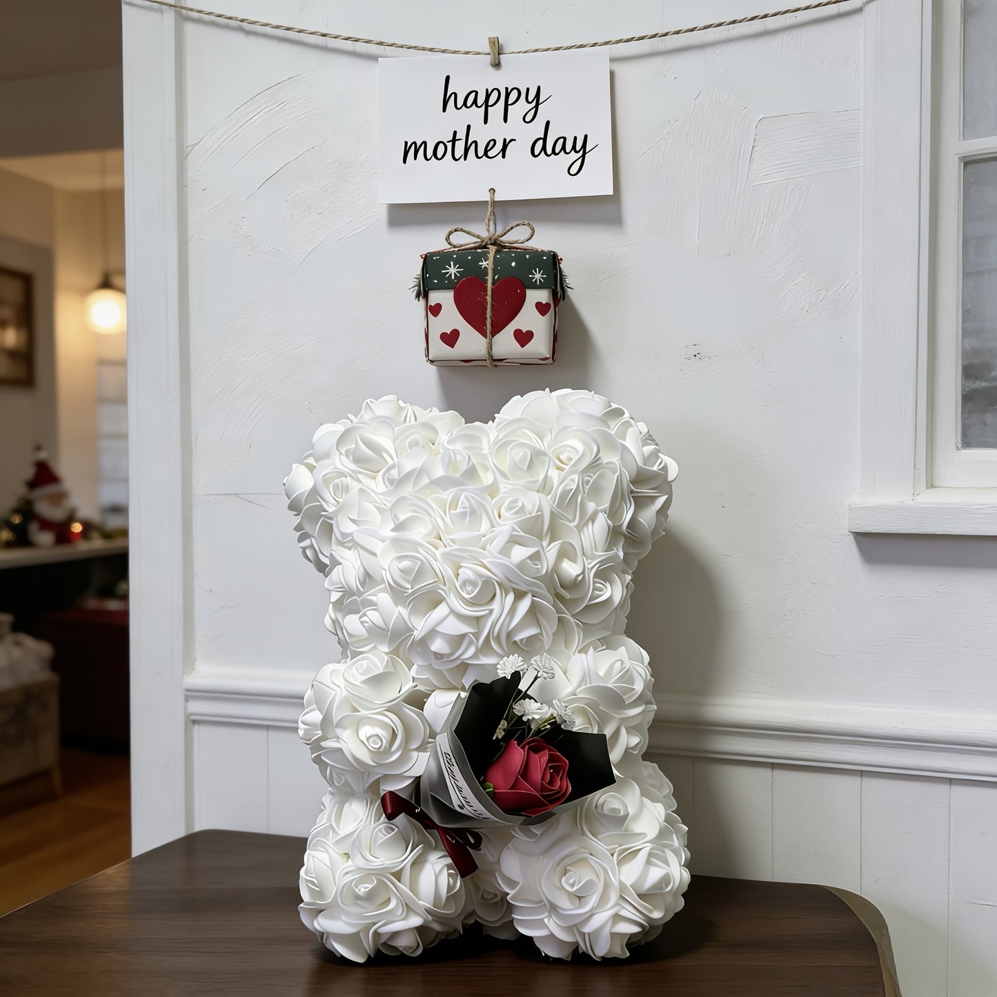Mothers Day Rose Bear Gift Artificial Flower