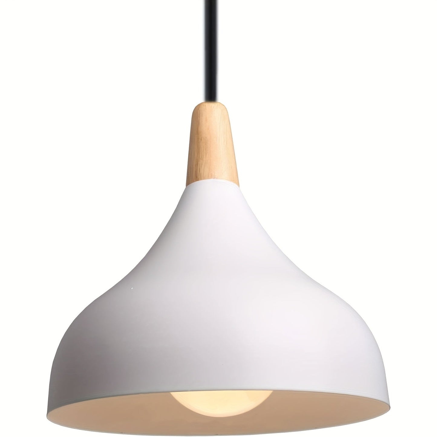 Modern Teardrop Pendant Light Metal & Wood