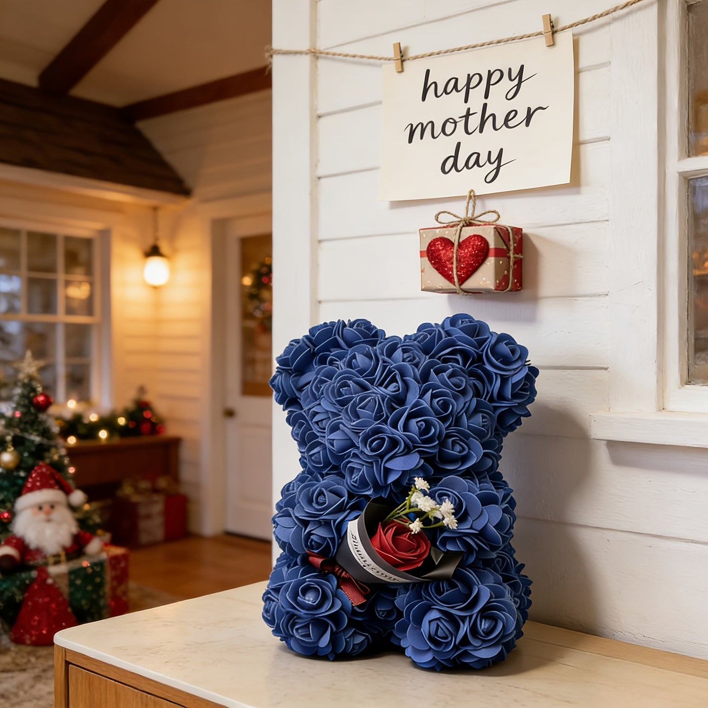 Mothers Day Rose Bear Gift Artificial Flower