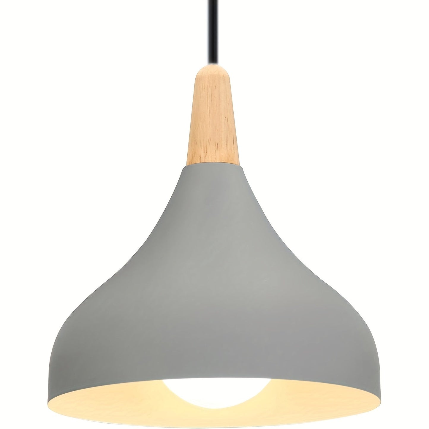 Modern Teardrop Pendant Light Metal & Wood