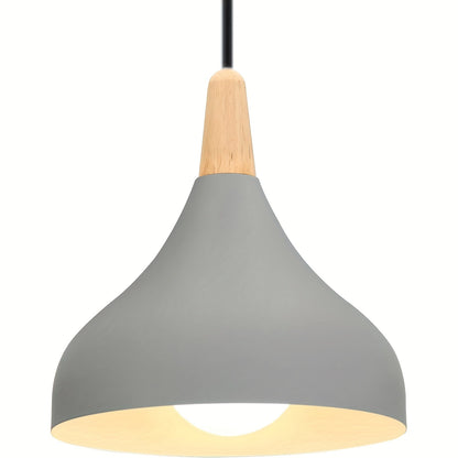 Modern Teardrop Pendant Light Metal & Wood