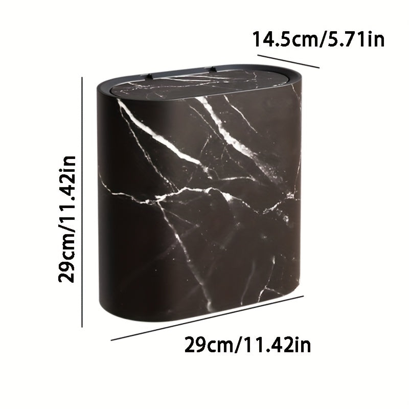 Marble Pattern Trash Can Modern Bathroom &
