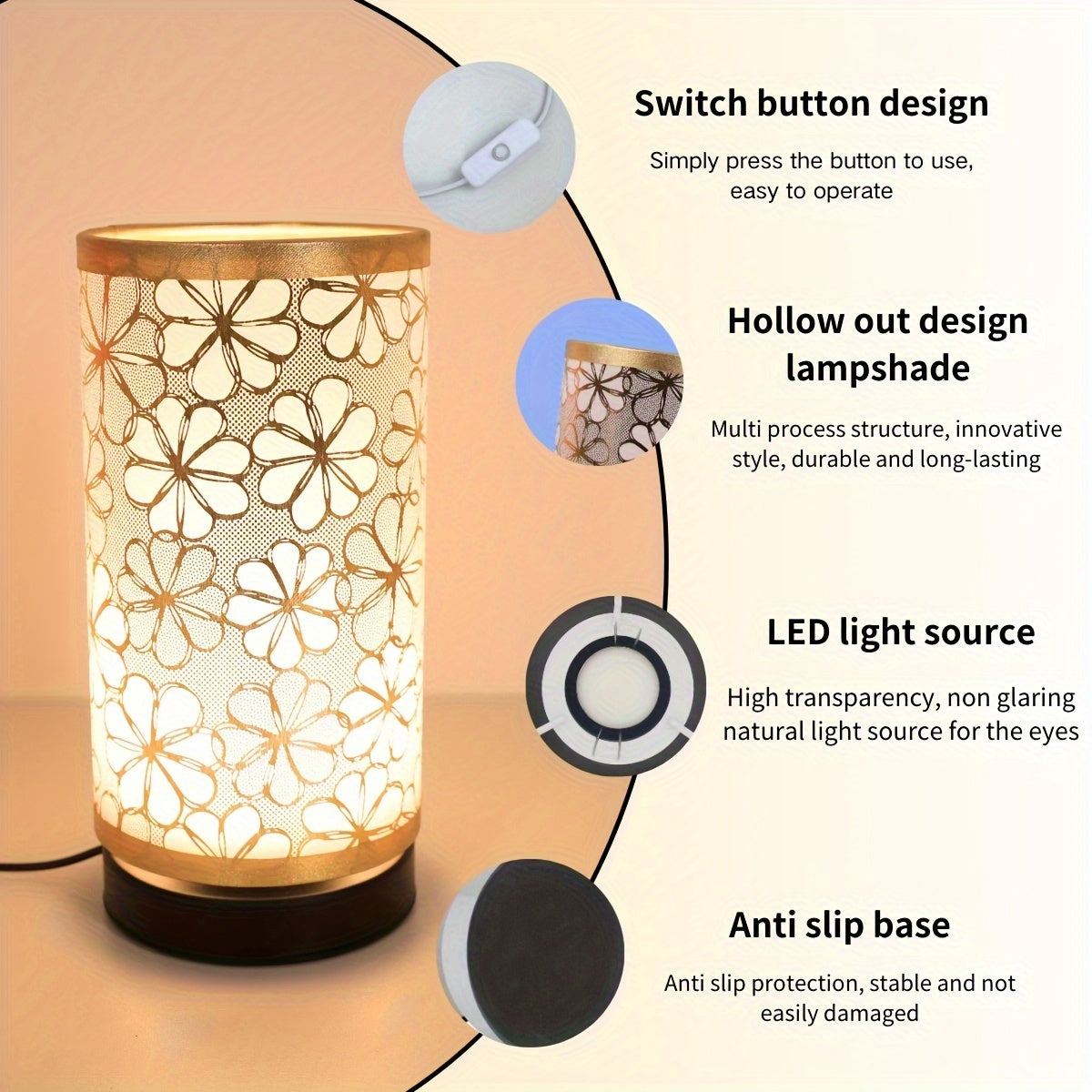 Floral USB Table Lamp Warm Ambient