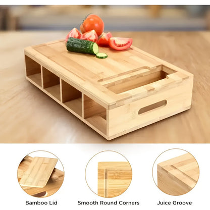 Bamboo Cutting Board With Storage Trays &