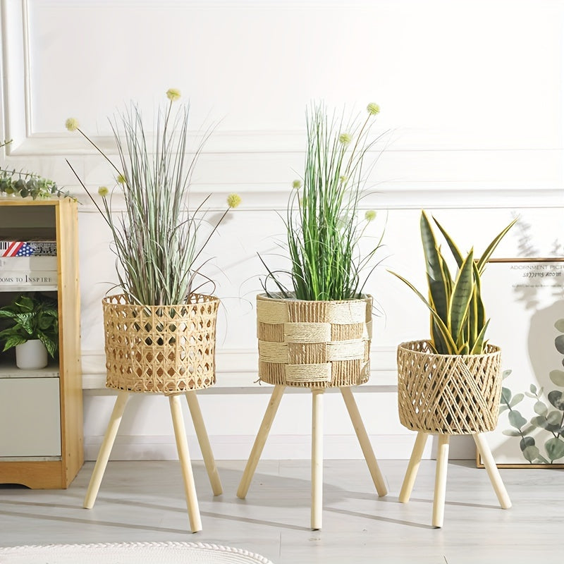 Bohemian Bamboo Woven Flower Stand