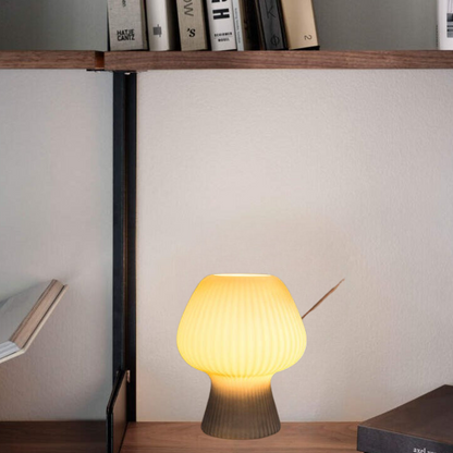 Vintage Bedside Table Lamp Ribbed Glass