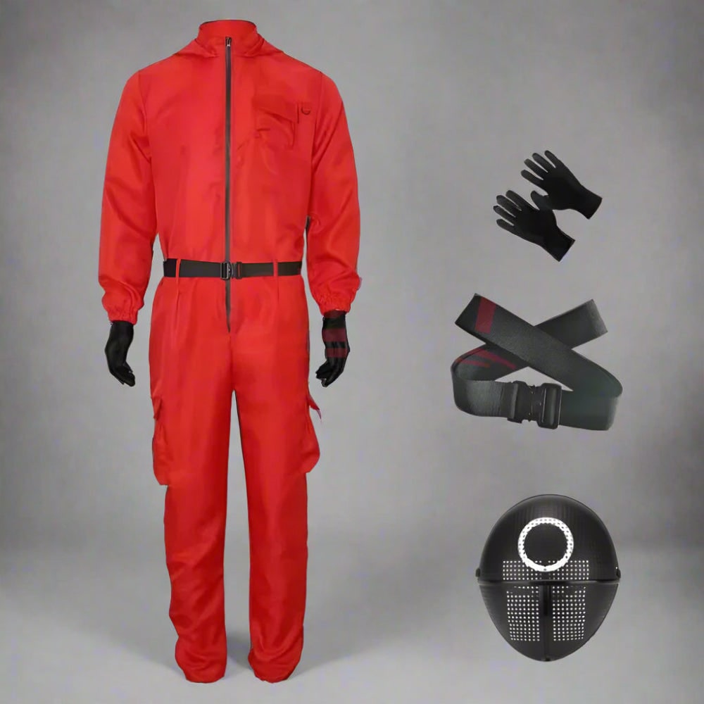 Halloween Costume Adult Guard Mask Jumpsuit
