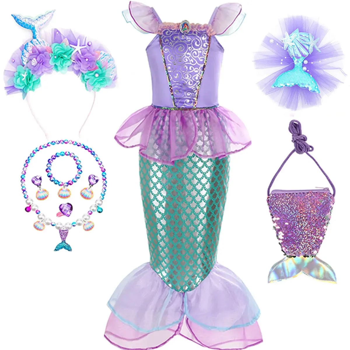 Halloween Costumes Girls Mermaid Dress