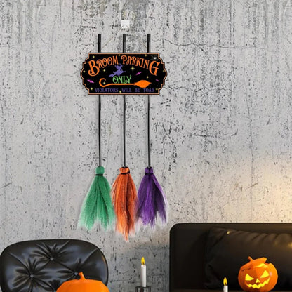 Halloween Decoration Sign Broom Parking Fun