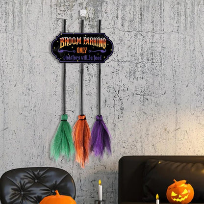 Halloween Decoration Sign Broom Parking Fun