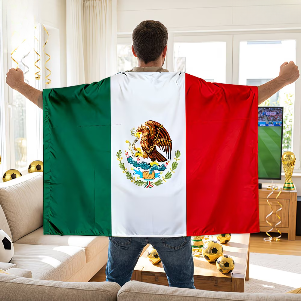 Flag Banner Soccer Cape Mexico Fan Wearable